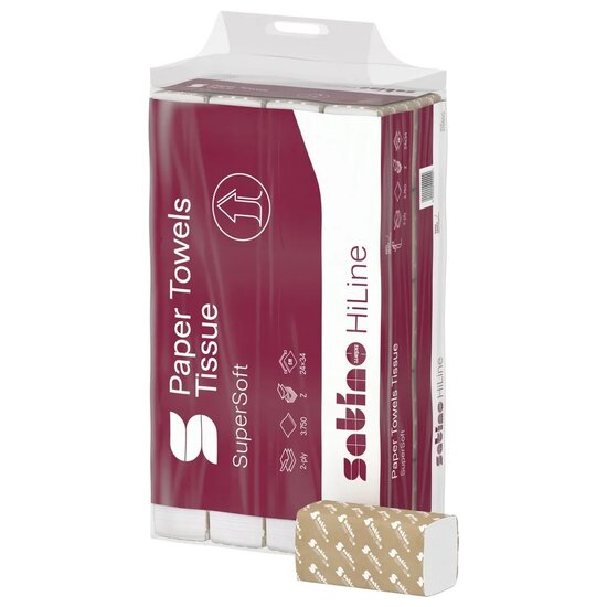 Satino HiLine Handdoekjes W-vouw small 20,6x 32cm cellulose ds. 3000 st. PT2