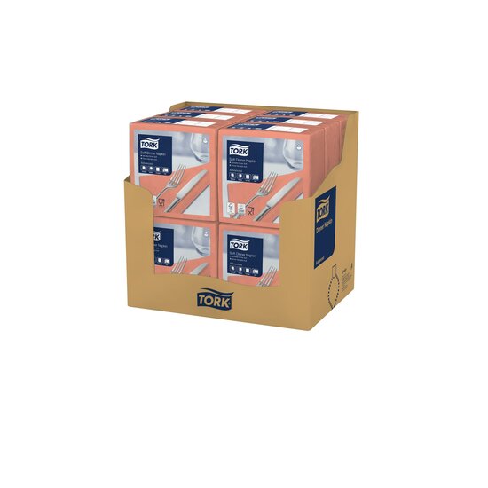 Tork Soft Dinerservet Advanced 3-Laags Perzik 1/4 vouw 12x100st, 1.200st/doos