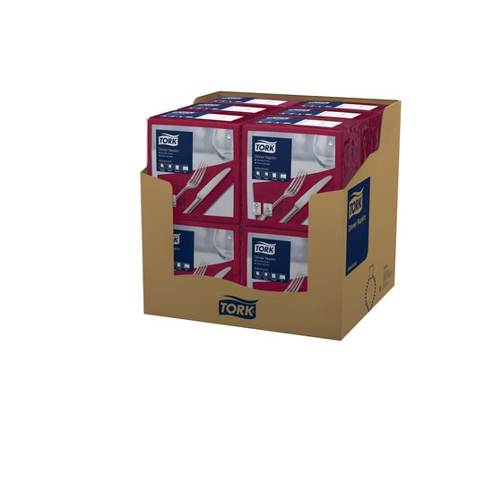 Tork Dinnerservet 2-Laags 1/4 vouw Bordeauxrood, 12x150st, 1.800st/doos