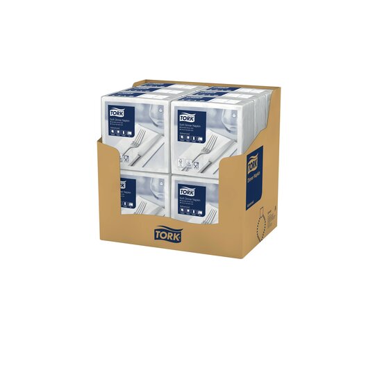 Tork  Soft Dinnerservet   3-laags Wit 1/8 vouw  12x100st, 1.200st/doos
