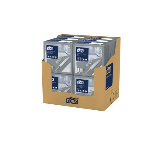 Tork Soft Dinnerservet Advanced 3-Laags Grijs 1/4 vouw12x100st, 1.200st/doos