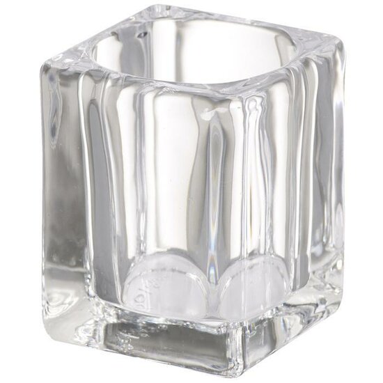 Bolsius glashouder vierkant transparant 76/55mm, ds. 6 stuk (voor theelichten 4, 6 en 8 uurs)