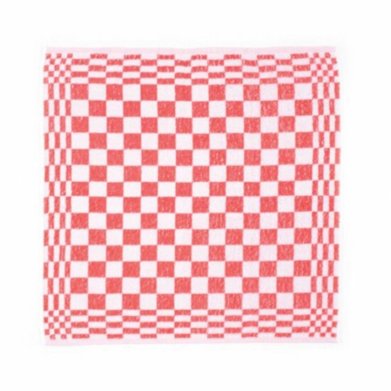 Keukenhanddoek Badstof geblokt 10 stuks-Rood