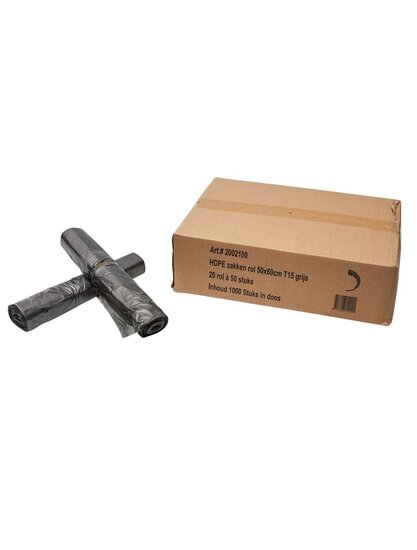 HDPE pedaalemmerzakjes 50x60 cm grijs T15 1000 stuks per doos 