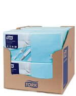 Tork Soft Lunchservet  3-Laags Lichtblauw 1/4 vouw, 10x150st, 1.500st/doos