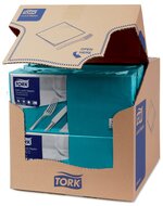 Tork Soft Lunchservet  3-Laags Blauwgroen 1/4 vouw, 10x150st, 1.500st/doos