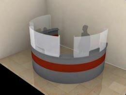 Safety Screen Gebogen model. Acrylaat gebogen in radius (Op aanvraag) Safety Screen Gebogen model. Acrylaat gebogen in radius (Op aanvraag)