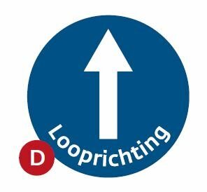 Vloersticker Ø 750mm, pijl looprichting. Vloersticker Ø 750mm, pijl looprichting.