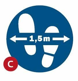 Vloersticker Ø 750mm, voetjes 1.5 meter. Vloersticker Ø 750mm, voetjes 1.5 meter.