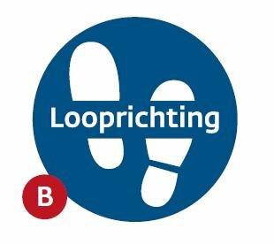 Vloersticker Ø 750mm, voetjes looprichting. Vloersticker Ø 750mm, voetjes looprichting.