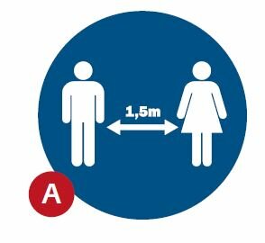 Vloersticker Ø 750mm personen 1.5 meter distance Vloersticker Ø 750mm personen 1.5 meter distance