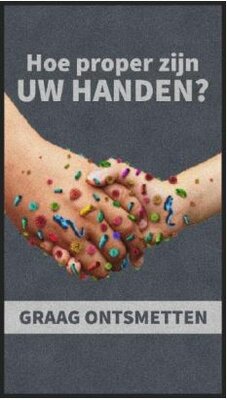 Deurmat: hoe proper zij uw handen? 85x150 cm Deurmat: hoe proper zij uw handen? 85x150 cm