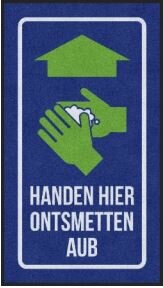 Deurmat: Handen hier ontsmetten AUB Pijl 85x115 cm Deurmat: Handen hier ontsmetten AUB Pijl 85x115 cm