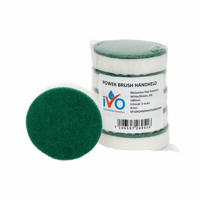 iVo Toppad Power Brush Melamine Premium Wit/Groen 100mm iVo Toppad Power Brush Melamine Premium Wit/Groen 100mm