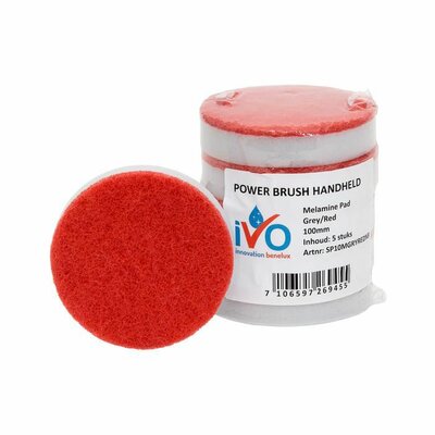 iVo Toppad Power Brush Melamine Grijs/Rood 100mm iVo Toppad Power Brush Melamine Grijs/Rood 100mm