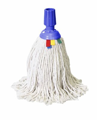 Minimop katoen 250 gram standaard steelverbinding blauw Minimop katoen 250 gram standaard steelverbinding blauw