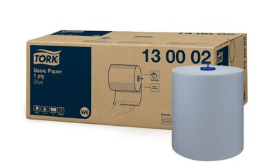 Tork Basic Rol Poetspapier 1-Laags Blauw W6, 1rol/pak Tork Basic Rol Poetspapier 1-Laags Blauw W6, 1rol/pak