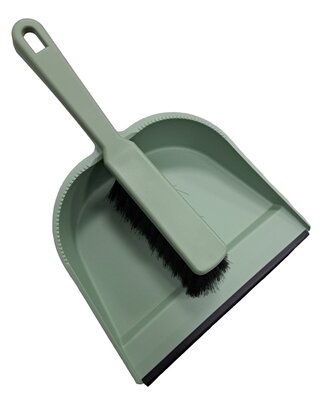 Handveger en stofblik kunststof met rubber strip Groen Handveger en stofblik kunststof met rubber strip Groen