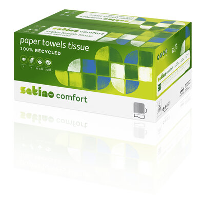 Satino bij wepa handdoekenpapier formaat tissue V-vouw Satino bij wepa handdoekenpapier formaat tissue V-vouw