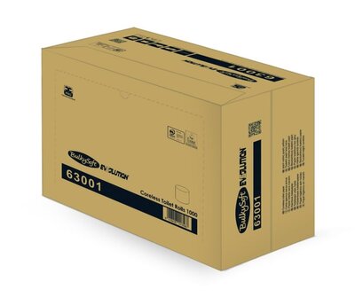 BulkySoft Coreless Toiletpapier cellulose, 1000vel pak 36rol x 105m. (kokerloos) BulkySoft Coreless Toiletpapier cellulose, 1000vel pak 36rol x 105m. (kokerloos)