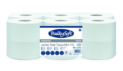BulkySoft Mini jumbo toiletpapier cellulose 2lgs. pak 12x170mt. BulkySoft Mini jumbo toiletpapier cellulose 2lgs. pak 12x170mt.