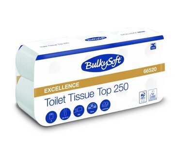 BulkySoft Toiletpapier cellulose Excellence Top 3lgs 250vel 9x8rol 72 rollen BulkySoft Toiletpapier cellulose Excellence Top 3lgs 250vel 9x8rol 72 rollen