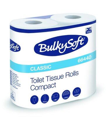 BulkySoft Toiletpapier cellulose compact, pak 40rol x 500vel 2lgs BulkySoft Toiletpapier cellulose compact, pak 40rol x 500vel 2lgs