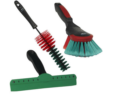 Vikan Transport Actiepakket 2 Borstel 1 Raamtrekker Rood/Groen