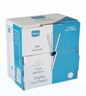 FSC Bamboe roerstaafjes 110mm in dispenserdoos - ds. 1000 stuks