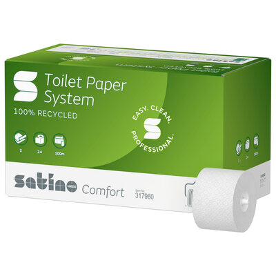 Satino bij wepa comfort system-toiletpapier  doprol 100 meter 24 rol per doos 