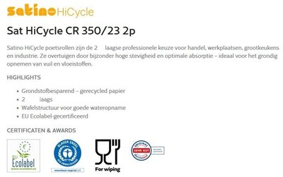 Satino HiCycle maxi poetsrollen 2 rol x 350mt. x 23 br. 2 laags Blauw CR1