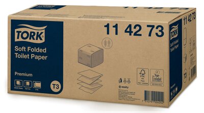 Tork Zacht Gevouwen Bulk Toiletpapier Premium T3 2-laags wit