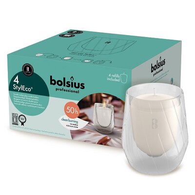 Bolsius Professional StylEco houder Transparant 4 Stuks