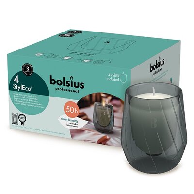 Bolsius Professional StylEco houder Grijs 4 Stuks