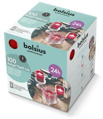 Bolsius refills  ReLights Rood ds. 100 stuks - 24 uur