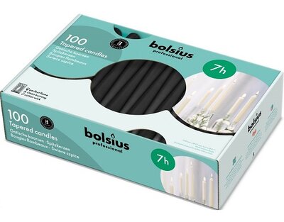 Bolsius Gotische kaarsen 240/23 Zwart ds. 100 stuks - 7 uur