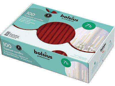 Bolsius Tapered kaarsen 240/23 Wijnrood  110 stuks - 7 uur