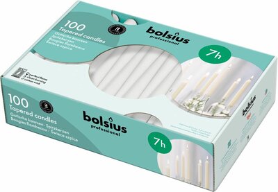 Bolsius Taperedkaarsen 240/23 Wit ds. 100 stuks - 7 uur