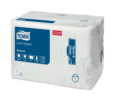 Tork Lunchservet l 1-Laags Wit 1/8 vouw,  8x500st, 4.000st/doos