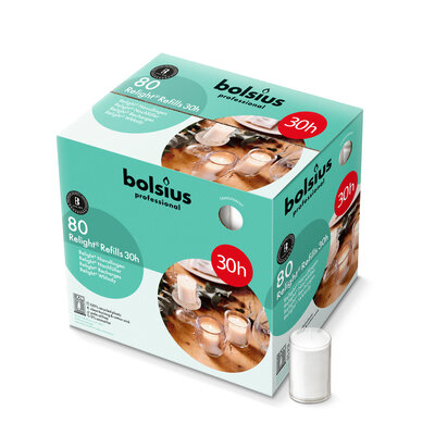 Bolsius refills ReLights Transparant ds. 80 stuks, 30 uur