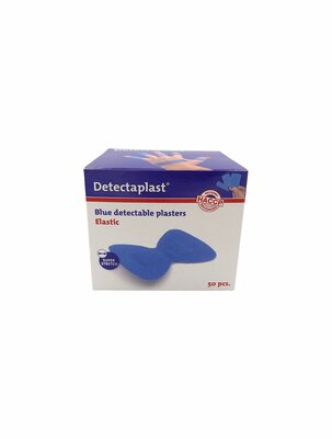 Detectaplast detect. vlinder textielpleister elastisch blauw 50 stuks